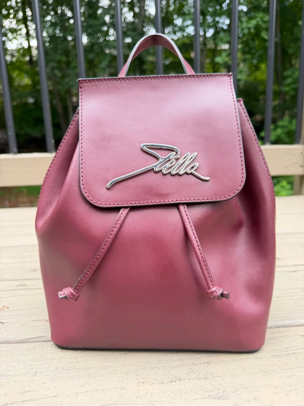 Stella Dutti Burgundy Drawstring Backpack Bag